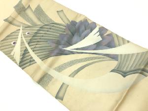 アンティーク　葉・抽象模様織出し袋帯（材料）